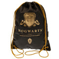 Black-Gold - Front - Harry Potter Hogwarts Crest Drawstring Bag