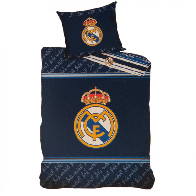 Navy - Front - Real Madrid CF Crest Duvet Set