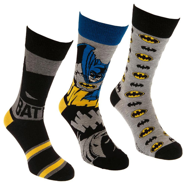 Black-Gray-Yellow - Front - Batman Mens Socks (Pack of 3)