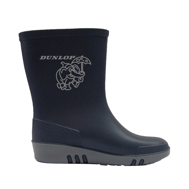 Blue-Gray - Back - Dunlop Childrens-Kids Elephant Galoshes