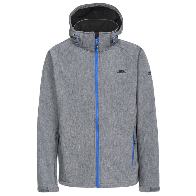 Dark Gray Marl-Blue Zip - Front - Trespass Mens Rafi Waterproof Softshell Jacket