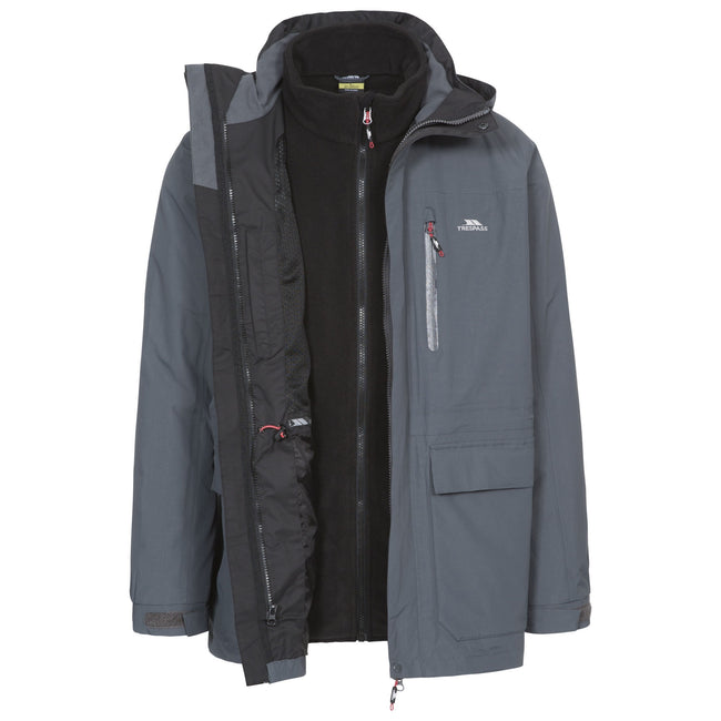 Carbon - Back - Trespass Mens Edgewater II 3 In 1 Waterproof Jacket