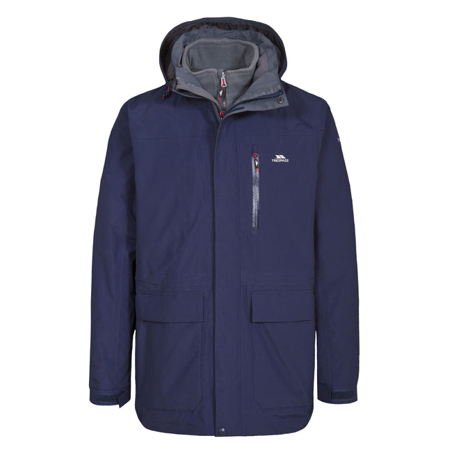 Navy - Front - Trespass Mens Edgewater II 3 In 1 Waterproof Jacket