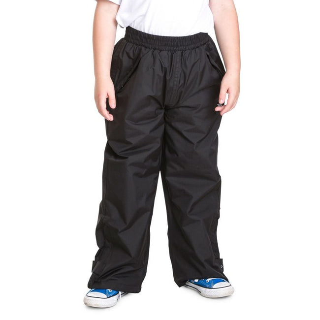Black - Back - Trespass Childrens-Kids Echo Waterproof Pants-Trousers