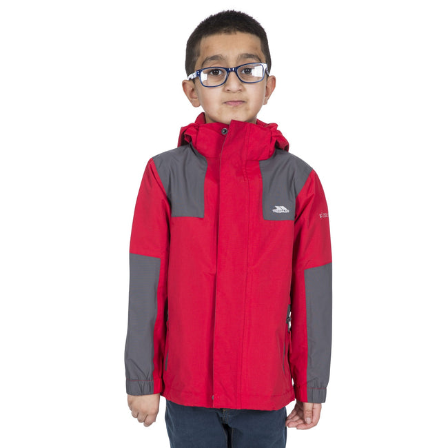 Red - Front - Trespass Childrens Boys Farpost Waterproof Jacket