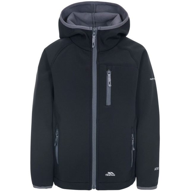 Black - Front - Trespass Childrens-Kids Kian Softshell Jacket