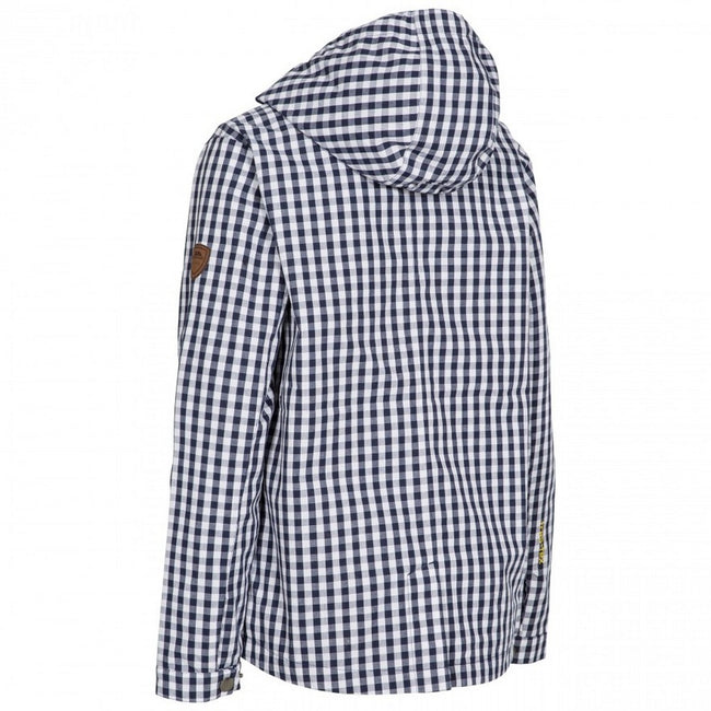 Navy Gingham - Back - Trespass Dignity WomensLadies Printed Waterproof Jacket