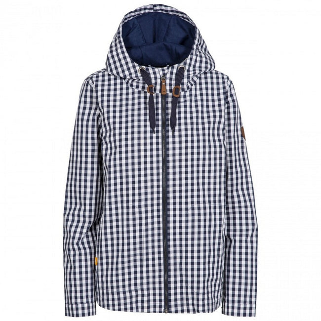 Navy Gingham - Front - Trespass Dignity WomensLadies Printed Waterproof Jacket