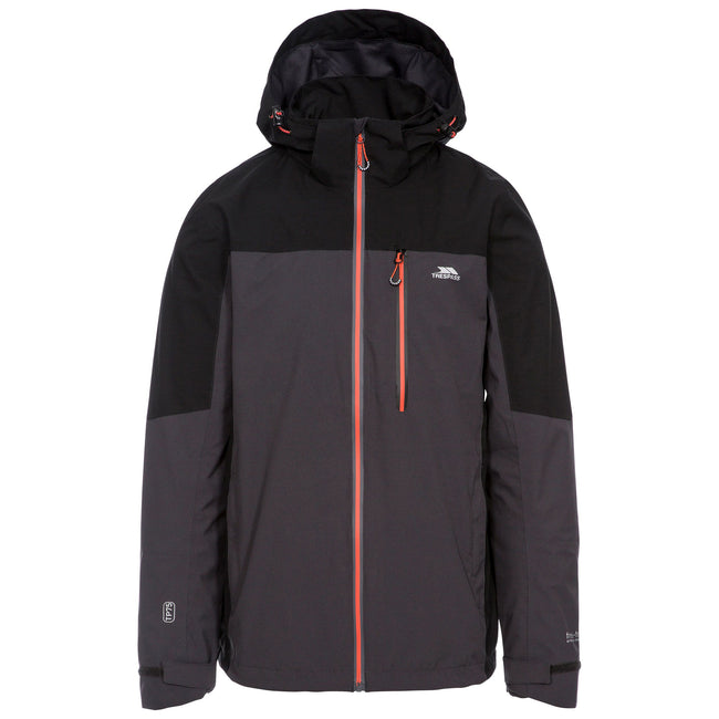 Dark Gray - Front - Trespass Mens Tappin Hooded Waterproof Jacket