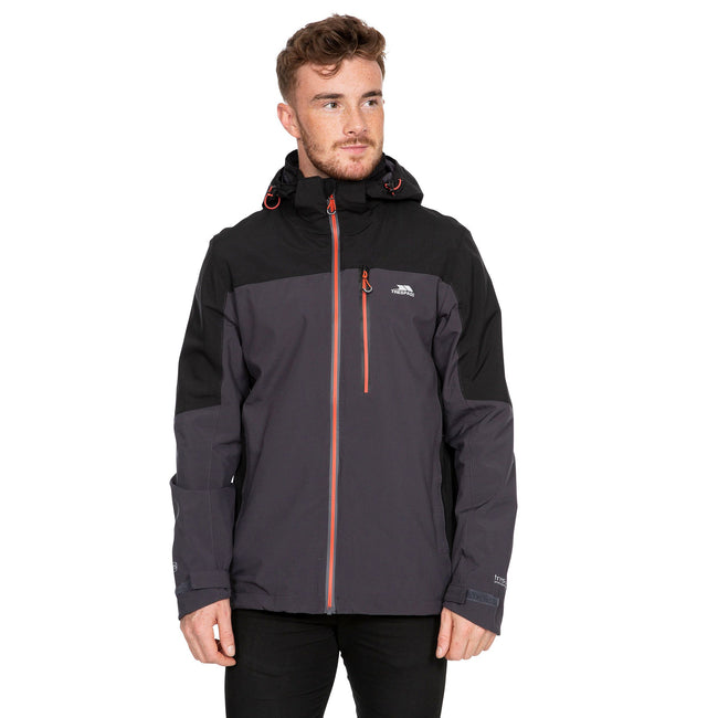 Dark Gray - Side - Trespass Mens Tappin Hooded Waterproof Jacket