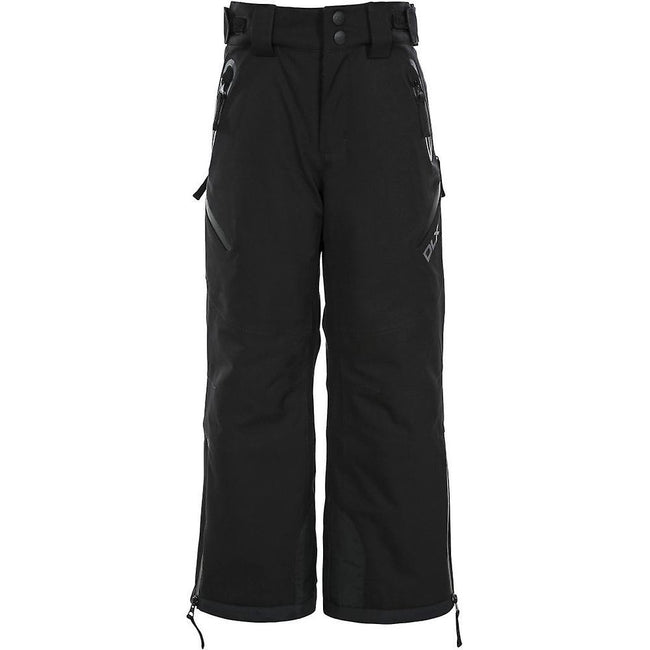 Black - Front - Trespass Boys Dozer DLX Ski Pants
