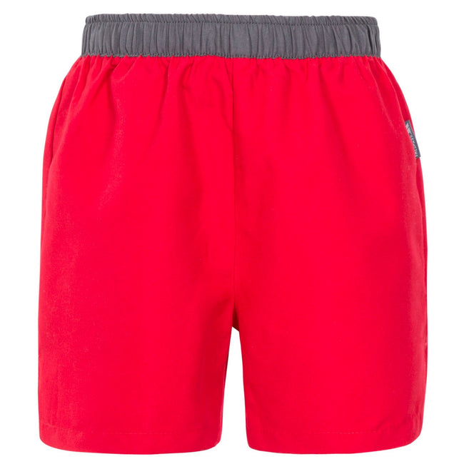 Red - Front - Trespass Childrens Boys Sanded Swimming Trunks