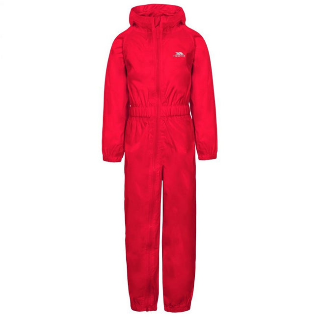Red - Front - Trespass Childrens-Kids Button Rain Suit