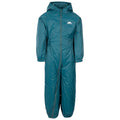 Teal - Front - Trespass Babies Button Rain Suit