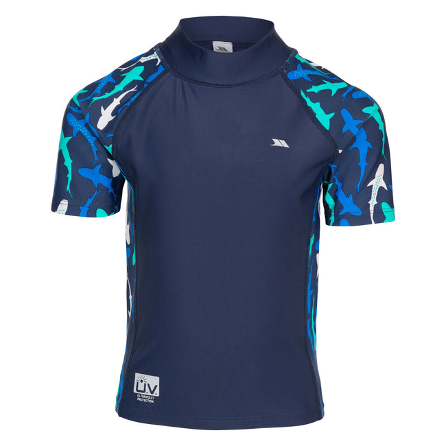 Navy-Green - Front - Trespass Childrens-Kids Jella Rash Guard