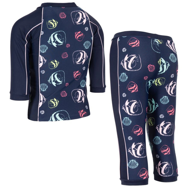 Navy Blue-Pink-White - Back - Trespass Childrens-Kids Smiley Fish Swim Set