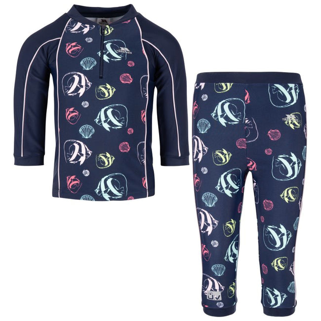 Navy Blue-Pink-White - Front - Trespass Childrens-Kids Smiley Fish Swim Set