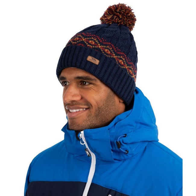 Navy - Side - Trespass Mens Tav Fleece Lined Beanie