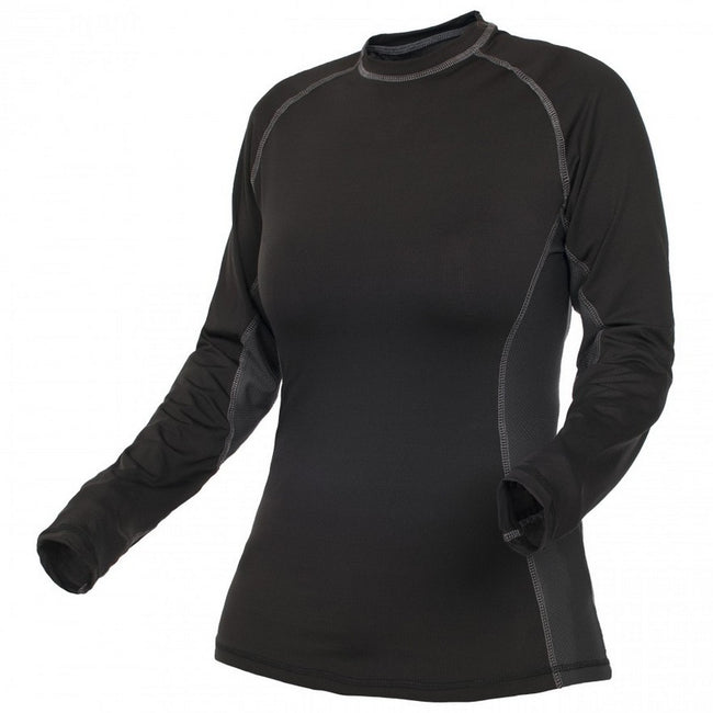 Black - Side - Trespass Womens-Ladies Exploit Long Sleeve Base Layer Top