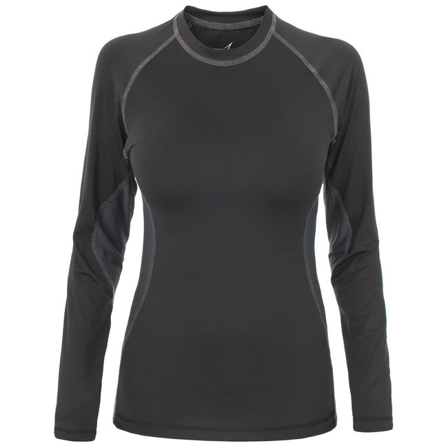 Black - Front - Trespass Womens-Ladies Exploit Long Sleeve Base Layer Top