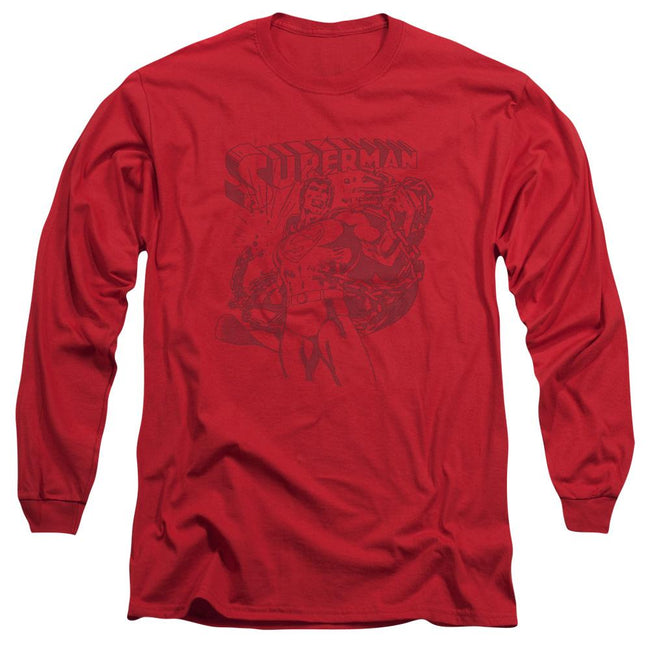 - Front - Superman Code Red Long Sleeve Adult Tee - T-Shirt