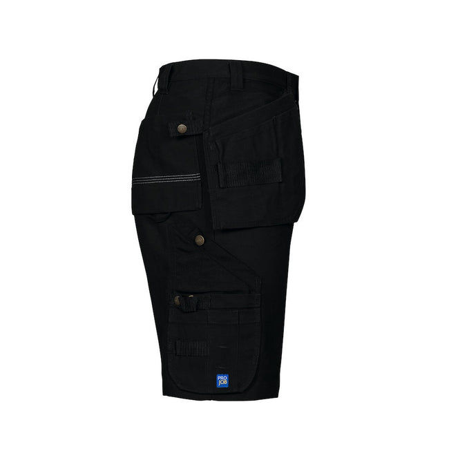 Black - Side - Projob Mens Cargo Shorts