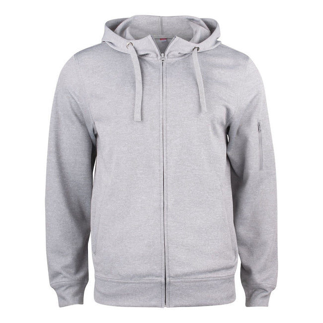 Grey Melange - Front - Clique Mens Basic Active Full Zip Hoodie