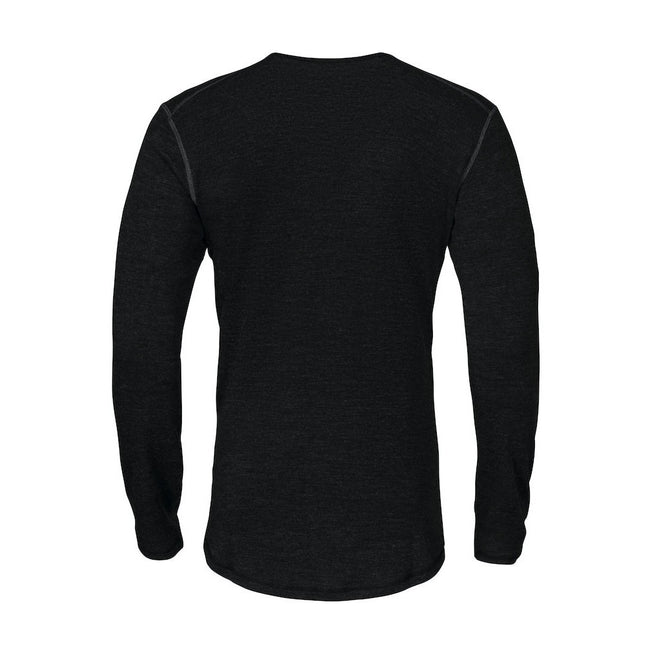 Black - Back - Projob Mens Wool Round Neck Thermal Top