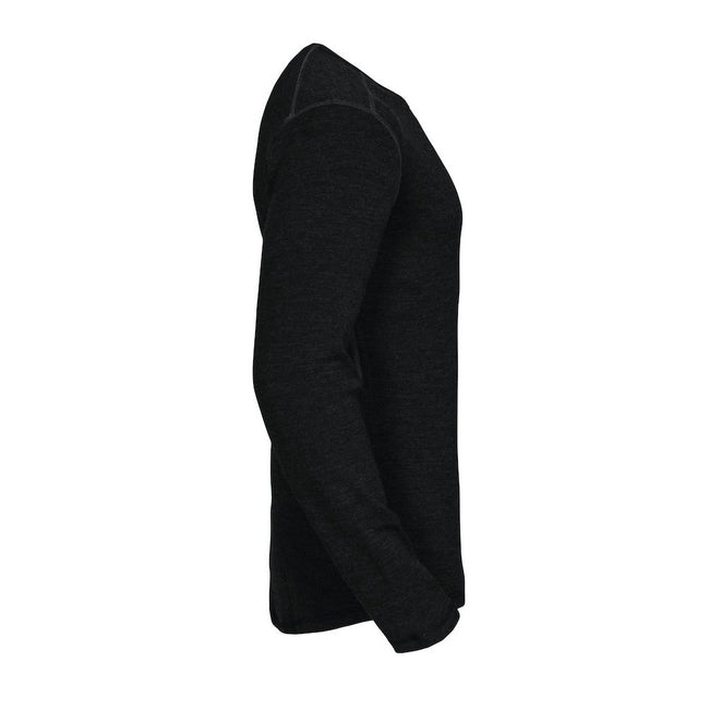 Black - Side - Projob Mens Wool Round Neck Thermal Top