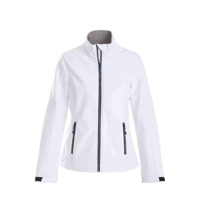 White - Front - Printer Womens-Ladies Trial Soft Shell Jacket