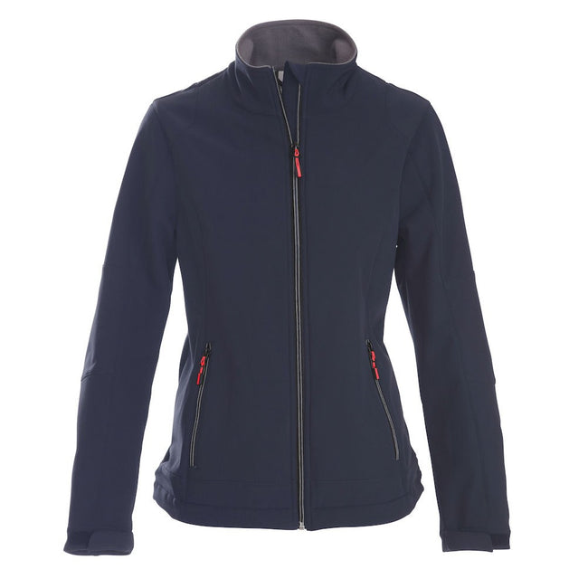 Navy - Front - Printer Womens-Ladies Trial Soft Shell Jacket
