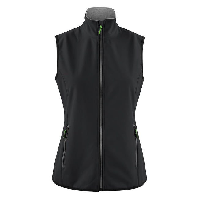 Black - Front - Printer Womens-Ladies Trial Softshell Vest