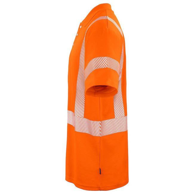 Orange - Side - Projob Mens Reflective Polo Shirt
