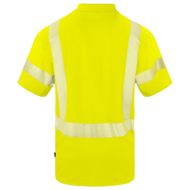 Yellow - Back - Projob Mens Reflective Polo Shirt
