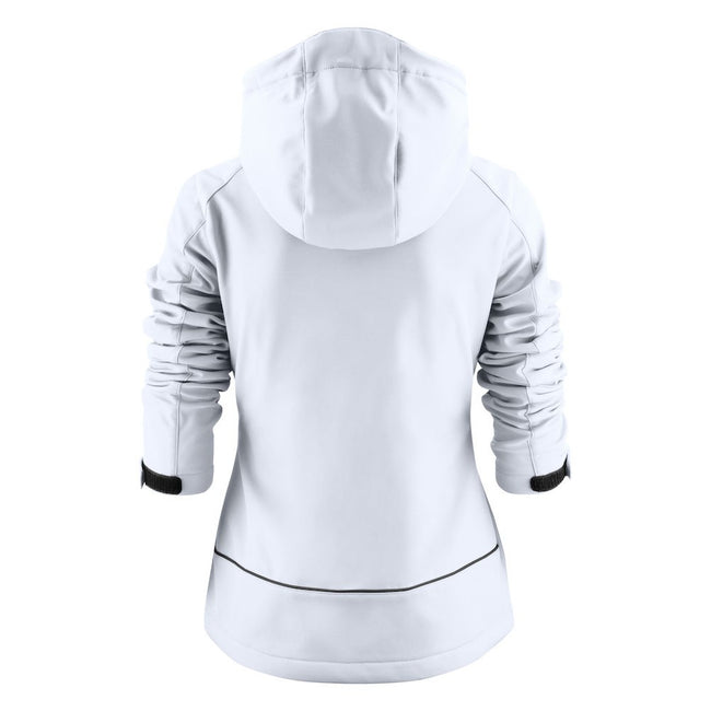 White - Back - Printer Womens-Ladies Karting Soft Shell Jacket