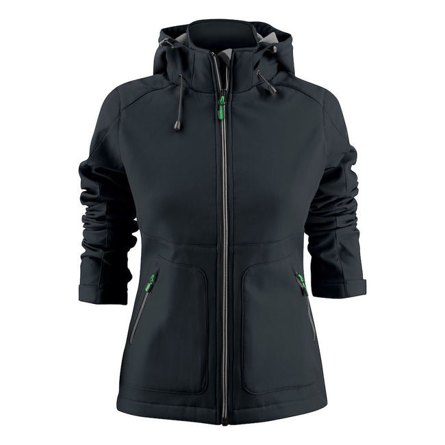Black - Front - Printer Womens-Ladies Karting Soft Shell Jacket