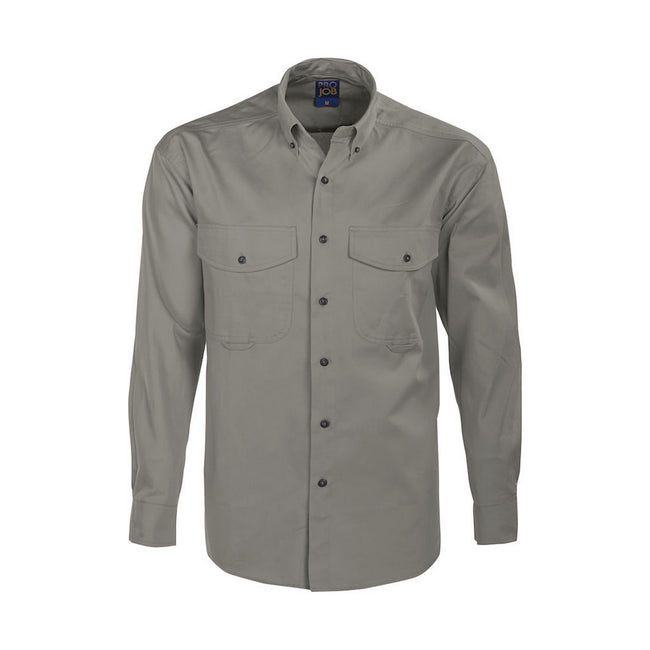 Silver - Front - Projob Mens Formal Shirt