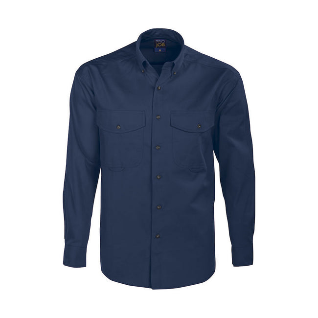 Navy - Front - Projob Mens Formal Shirt