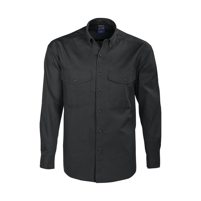 Black - Front - Projob Mens Formal Shirt