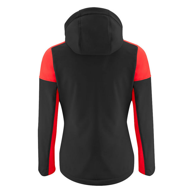 Black-Red - Back - Printer Womens-Ladies Prime Soft Shell Jacket