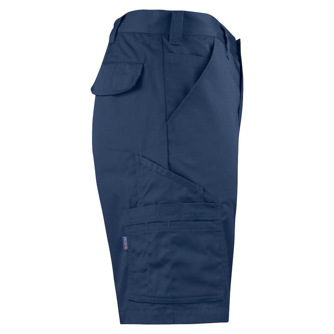 Navy - Side - Projob Mens Plain Cargo Shorts