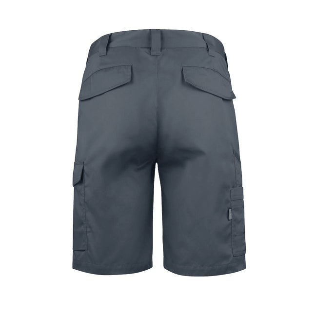 Gray - Back - Projob Mens Plain Cargo Shorts