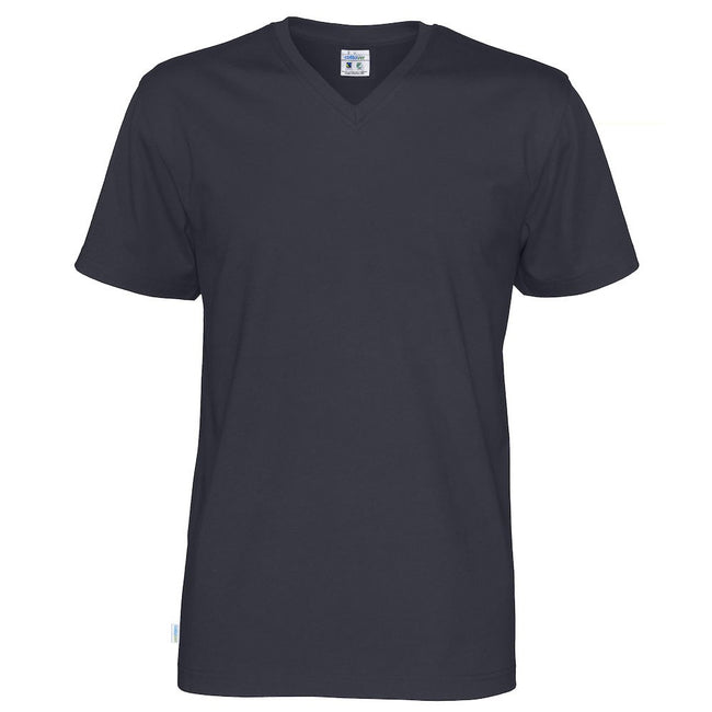 Navy - Front - Cottover Mens Plain V Neck T-Shirt