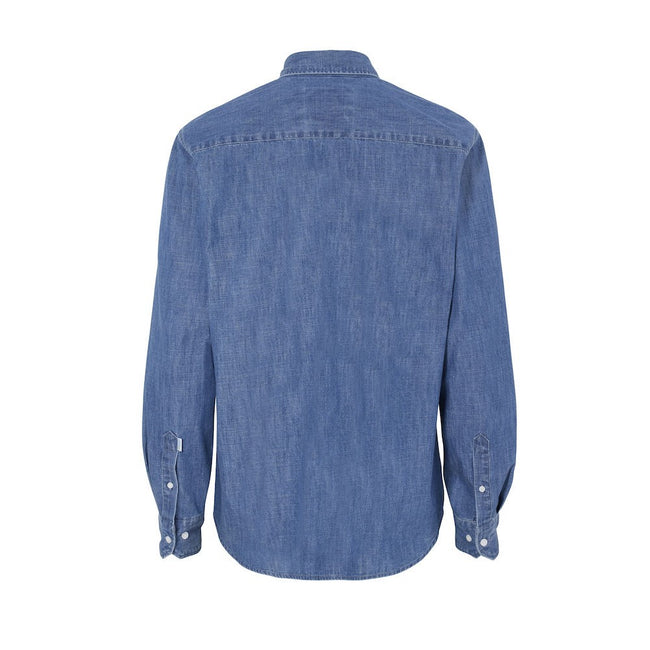 Blue - Back - Cottover Mens Denim Slim Shirt