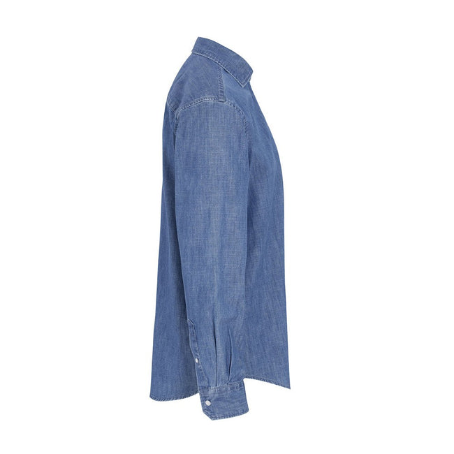 Blue - Side - Cottover Mens Denim Slim Shirt