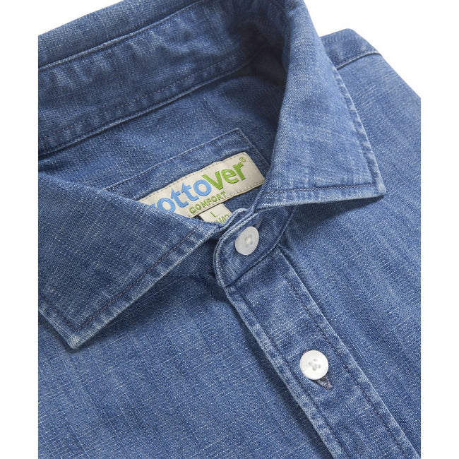 Blue - Pack Shot - Cottover Mens Denim Slim Shirt