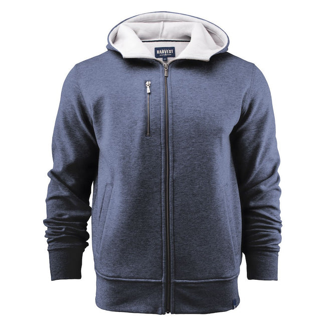 Dark Blue Melange - Front - James Harvest Mens Parkwick Hooded Jacket
