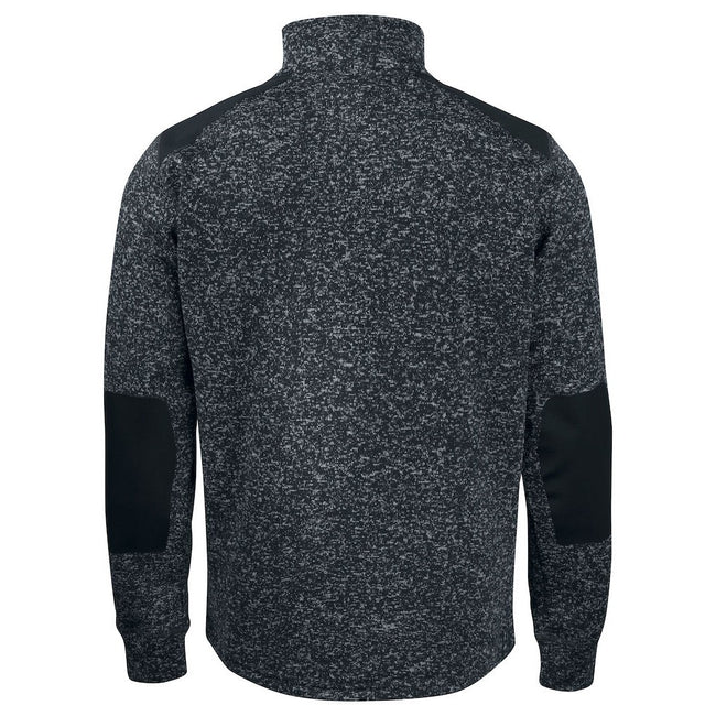 Black - Back - Projob Mens Heathered Fleece Jacket