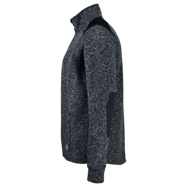 Black - Side - Projob Mens Heathered Fleece Jacket