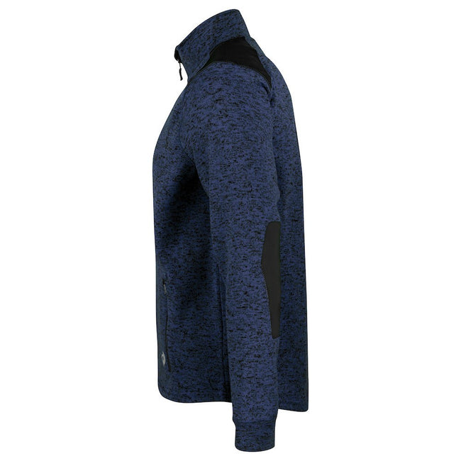 Navy - Side - Projob Mens Heathered Fleece Jacket